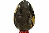 Septarian Dragon Egg Geode - Black Crystals #118763-1